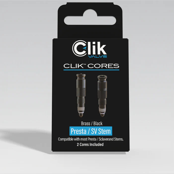 CLIK VALVE HI-FLOW CORES FOR PRESTA STEMS BLACK BRASS SET